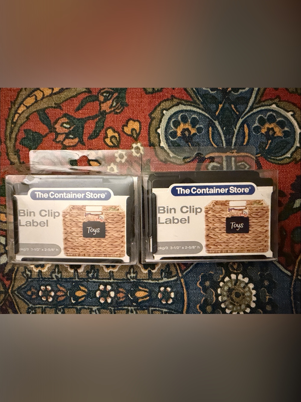 The Container Store Black Bin Clip Labels 2 packages of three each= 6 total